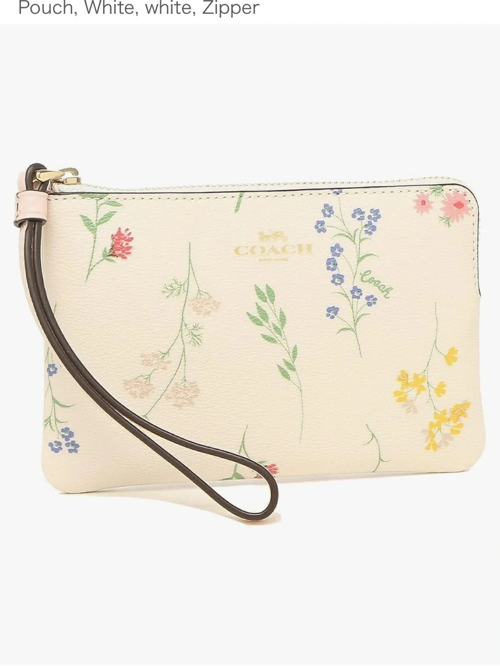 COACH Cream Floral Wristlet with Removable Strap